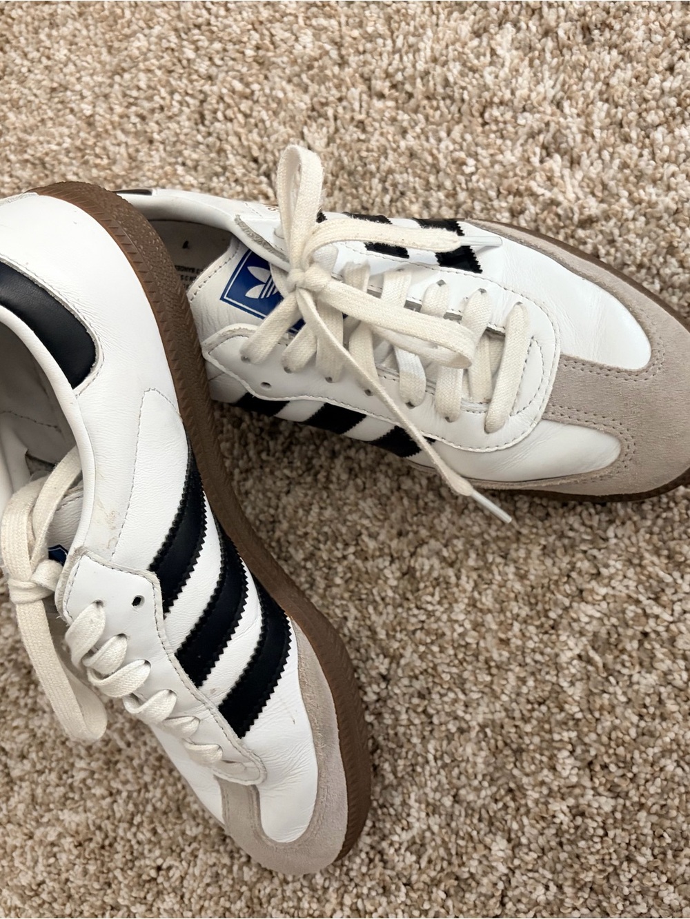 Adidas White Black Samba-Style Leather Sneakers
